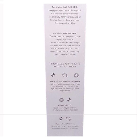 BRIGHT EYES Skin Inc LED Massager Depuff Smooth Detox Eye Rejuvenation Wand - Picture 3 of 4